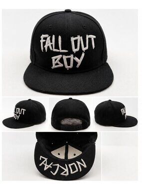 Fall Out Boy Snapback Hat Black White Embroidered Band Cap Adjustable